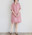Đầm suông linen cổ đức 2 túi chéo chất liệu linen mềm mát thời trang phong cách trẻ. 