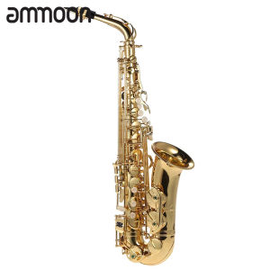 [ammoon]Eb Alto Saxophone Brass Lacquered Gold E Flat Sax 802 Key Type Woodwind Instrument with Cleaning Brush Cloth Gloves Strap Padded Case