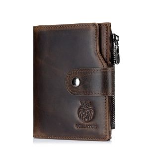 SCHLATUM Genuine Leather Men Business Wallet RFID Men Card Id Holder Coin Purse Travel Wallet Anti-theft Swipe2026