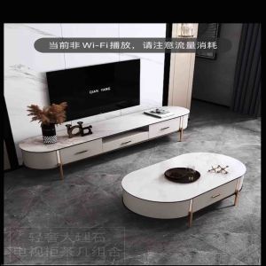 NEW DESIGN READY STOCK!! High-end bright slate TV cabinet coffee table combination living room Italian Nordic light luxury simple modern bedroom wall cabinet / TV rak / Hall cabinet / TV Cabinet
