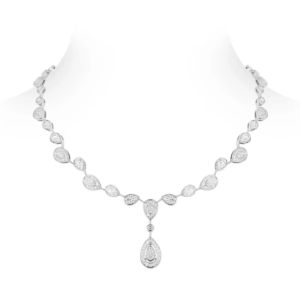Bellux 925 Silver Synthetic Zircon White Water Drop Shining Full Diamonds Banquet Party Jewelry Bride Wedding Luxury Necklace