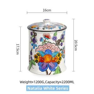 OMK Natalia white series Ceramic 2200ML sealed jar container Food Storage Box ceramics tea cans