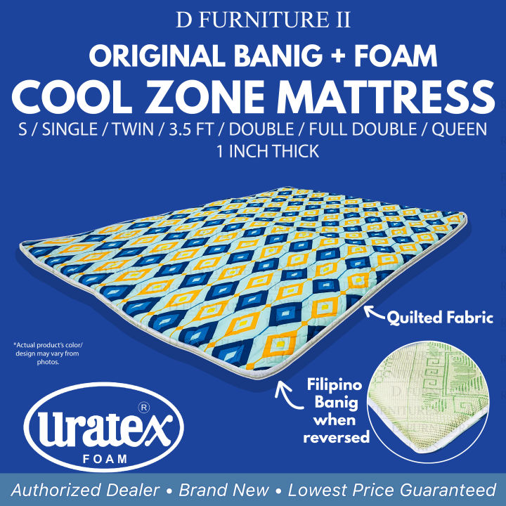 Uratex Cool Zone Banig Mattress 1 inch thick 100 Original With Plastic Cover single / double