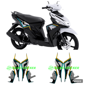 STIKER STRIPING LIS LES BODY MOTOR YAMAHA MIO M3 125 FI TAHUN 2021 WARNA HITAM PUTIH 1SET STANDAR