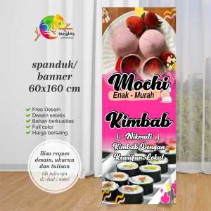 Cetak Spanduk Banner Mochi Dan Kimbab Model Pink Lucu