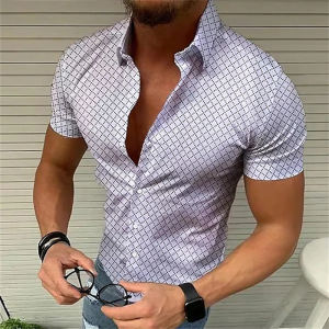 5-color summer mens retro plaid shirt fashion casual luxury shirt short sleeve mens Hawaiian shirt camisa Masculina 5XL 2026