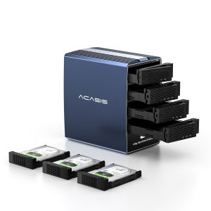 ACASIS 4 Bay SAS HDD Enclosure USB3.2 Gen2 10Gbps - 96TB Tool-Free Aluminum Storage with Cooling Fan for 2.5/3.5 SATA SAS SSD/HDD | High-Speed Stable Data Backup