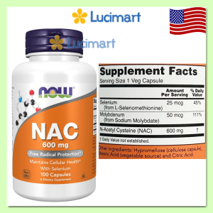 Viên uống thải độc gan NAC 600mg Now Foods [Hàng Mỹ]