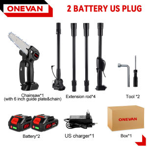 ONEVAN 2.25M High Branch Saw 6 Inch Telescoping Pole Electric Chainsaw Cordless Garden Tree Pruning Tool For Makita 18V Battery