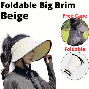 AIDA Outdoor Travel Foldable Big Brim Sun Hat UV Protection Topi Matahari Travel Berbidang Besar Boleh Dilipat 折叠大帽檐防晒帽