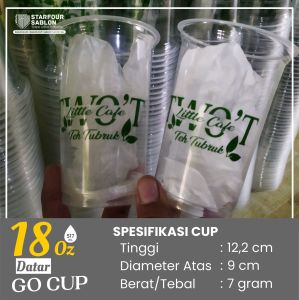 Custom Sablon Gelas Cup Datar (100 Pcs) Ukuran 18 Oz Dan 22 Oz / Tebal / Starindo / Free Desain