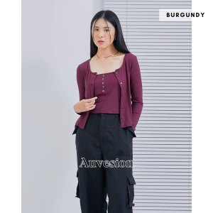 4874 Mulan Button 2 IN 1 Knit Cardigan Set