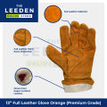 Hercules Full Leather Gloves Orange (Premium Grade) 13" by Leeden Online Store. 