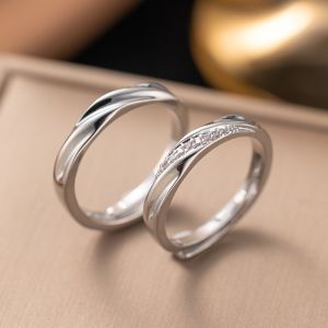 2pcs/set  Engagement Couple Ring Size Adjustable M Ö Bius Ring Couple Wedding Ring