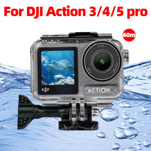 60M Waterproof Case For DJI Action 3 / 4 / 5 pro Action Camera Dive Case Protective Housing Shell OSMO Action 3 / 4 / 5 Pro Accessories