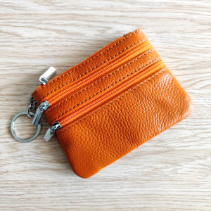 Genuine Leather Pocket Money Coin Purses Small Wallet Womens Home Key 3 Zipper Bag Multifunctional Credit Card Holder Pouch Multiple Colors