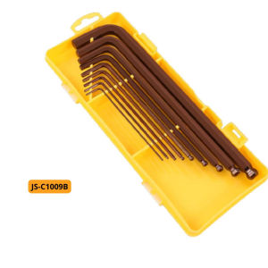 Isku Kunci L Set Ballpoint Panjang 9 PCS ( 1.5 - 10 MM ) Bahan S2 Hex Key Set Lengkap/Flat End Hex Key Tidak berkarat Kunci L Set panjang