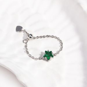 ERYRG Exquisite Star Zircon Rings Colored Elegant Pull-out Chain Ring Stackable Rings Fashion Adjustable Charm Ring Wedding