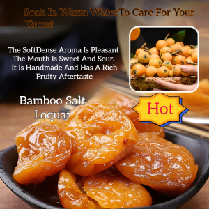 🔥 Lung Moistening Cough Relief 🔥 Pure Natural Yunxiao Bamboo Salt Loquat Dried Fruit Lung Moistening Cough Relief Licorice Loquat Throat Savior Natural Loquat Candied Fruit Bamboo Salt Loquat Dried Natural Ingredients Healthy Snack