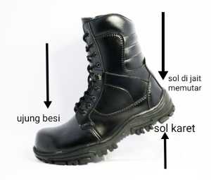 Sepatu Cdl Boot Pria Ujung Besi Keren Termurah Tni/Polisi/Dishub/Satpol/Scurity/Banser Bisa