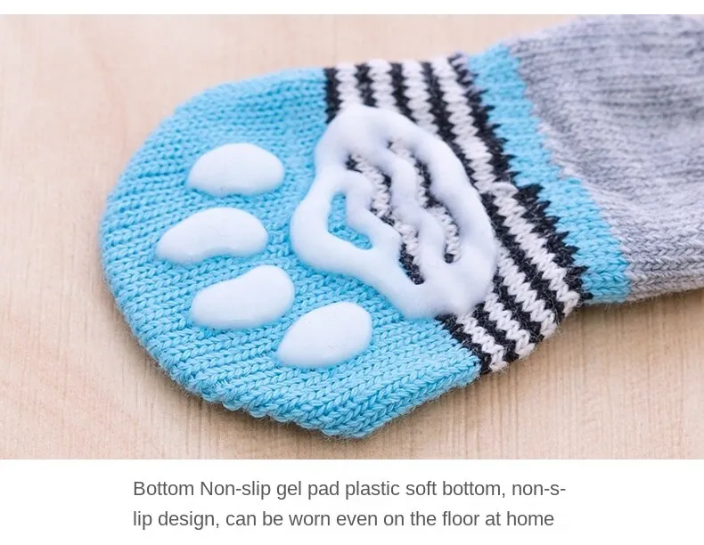 4Pcs/set Dog Socks Dog Socks Pet Anti- slip Socks Cute Paw