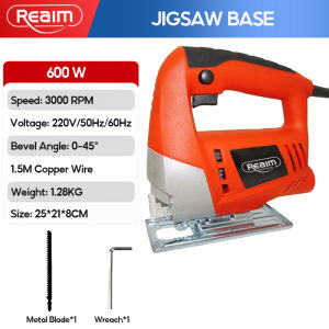 REAIM 1200W Electric Jigsaw Heavy Duty Handheld Cutting Machine with Blade for Woodworking Home Repair and DIY Projects