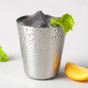 Stainless Steel Shot Glass Set with Leather Case Portable Stackable Mini Cups for Travel Camping