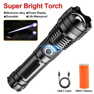 High Power XHP360 Torchlight ultra bright 26650 5000mAh USB Rechargeable Emergency Light Super bright Flashlight Outdoor Waterproof Camping light