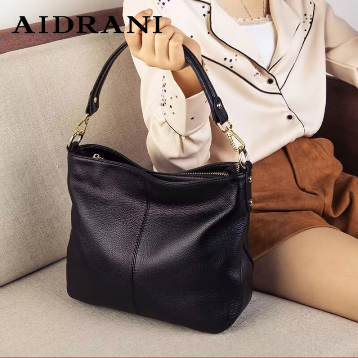 AIDRANI Genuine Leather Women Bag Soft Real Leather Shoulder Bag Casual ...