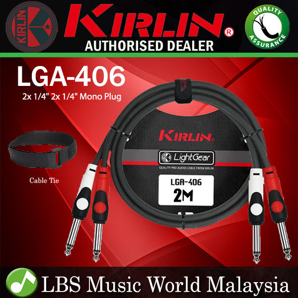 Kirlin Lga Meter Dual Inch Mono Plug Lightgear Audio Patch Interconnect Cable Black