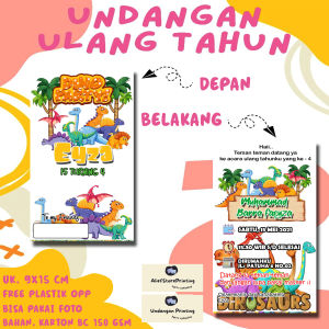 Undangan Karakter DINO ( 100 PCS / 50 PCS / 30 PCS/ 20 PCS / 10 PCS ) / Undangan ulang tahun / undangan ultah / undangan cetak / cetak undangan  / undangan anak / undangan print / undangan pesta / print undangan / undangan karakter / undangan motif /
