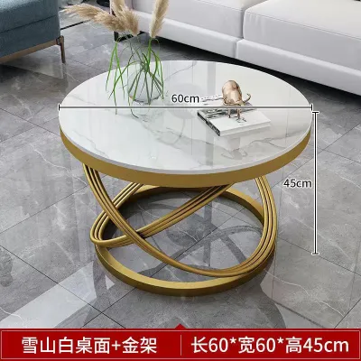 Coffee Table Light Luxury Modern Small Apartment Italian Style Sintered Stone Tea Table Living Room round Tea Table Combination Sofa Side Table