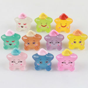 QUANSEN Luminous Cartoon Expression Jelly Color Star Model Decoration DIY Accessories Desktop Decoration Car Decoration