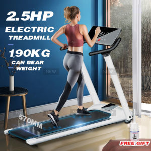 2.5HP multi-function foldable treadmillLED screen Treadmill exercise machine,Adjustable slope home electric treadmill,With variable speed function,10km/H Treadmill,fitness equipment for gym bedroom white luxury style (COD+Same day order processin