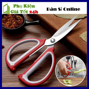 Kéo Cắt Gà Thịt Thực Phẩm Có Kẹp Hạt Đa Năng - Kéo Nhà Bếp Lưỡi Thép Siêu Bén Cán Nhựa Chống Trượt Tiện Lợi - Kéo Làm Bếp 2in1  Dụng Cụ Nhà Bếp