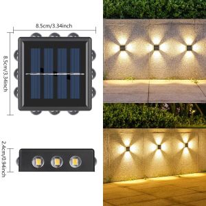 Vimite 10/16 Led Warm White Wall Light On Four Sides Illuminated Outdoor Waterproof Courtyard Garden Fence Villa Wall Washing Night Light