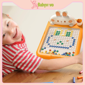 Magnetic Board - Rabbit Drawing Pad for kids  Magnetic Dot Art Montessori Educational Preschool Toy Sensory Educational Drawing Board  Interactive Magnetic Drawing Board with Chess Pieces Early Education Toy for Kids Perfect Gift for Children