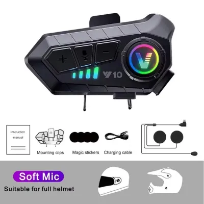 MB655 Headset Helm Mic Intercom Y10 Headset Bluetooth 5.3 Helm Sepeda Motor Bluetooth Headset Hands Free Call Kit IPX6 Tahan Air