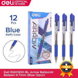 Deli 12Pcs 0.7mm Arrow Ballpoint Ballpen EQ01920-BK/EQ01930-BL