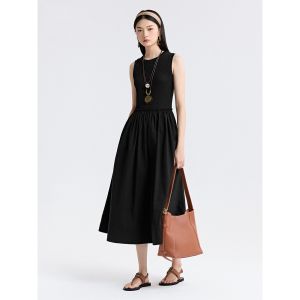 Korean A-Line Tank Dress For Women Flared Sleeveless Round Neck Slim Fit