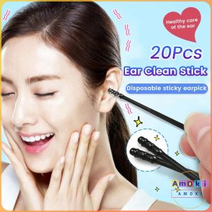 Amoki Disposable Sticky Ear Swabs 20Pcs Rotational Viscosity Cleaner Stick Remove Earwax