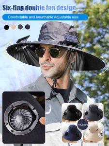 [Solar Fan Wide Brim] Sun Hat Fishing Hat Anti-UV Summer Outdoor Hiking Mens Hat