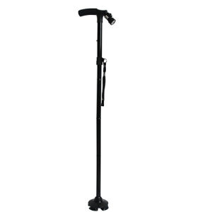 Foldable Walking Stick With Side Assist | Anti Skid Walking Cane With Four Feet & Sponge Handle