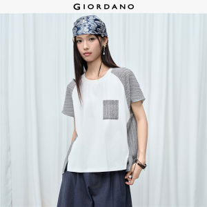 GIORDANO Women T-Shirt Stitched Round Neck T-Shirt Casual Stylish Trendy Elegant Comfortable Fashion Classic 18326811