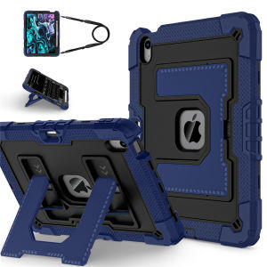 For Apple iPad Air M2 M3 7th 6th 5th 4th Gen 11.0 10.9 inch Tablet Kids Silicone Shockproof Case Heavy Duty Stand Cover With Shoulder Straps Pen Slot