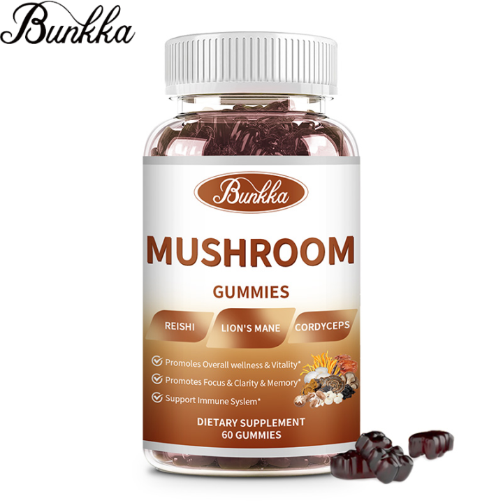 Bunkka Mushroom Complex Gummies For Brain Focus Memory Immune Support