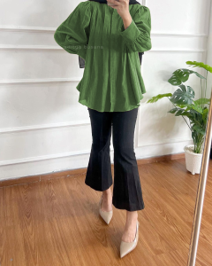 Amera Blouse Kemeja Polos Atasan Wanita SIze M L XL XXL Linen Crinkle Basic Cantik Fit