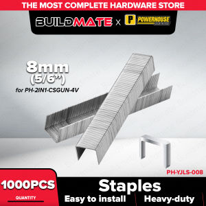 Buildmate x PowerHouse Heavy Duty Staples & Nails 1000PCS 8mm 10mm 15mm for Cordless Staple Gun PTAA