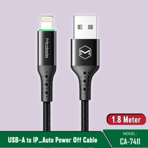 Mcdodo CA-741 Lightning Auto Disconnect Cable 3A Smart Power Off Nylon LED USB Data Cord Fast Charging Cable
