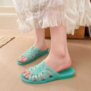 [Free Shipping] Korean Crystal Shoes Fashionable High Heels New WomenS Styles Durable Suitable For Indoor Use Bathroom Showering Waterproof And Silent Jelly Shoes
